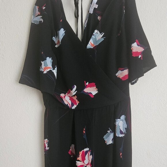 Candies Y2K Whimsigoth Floral wide leg Boho jumpsuit romper tropical black S - Picture 2 of 10